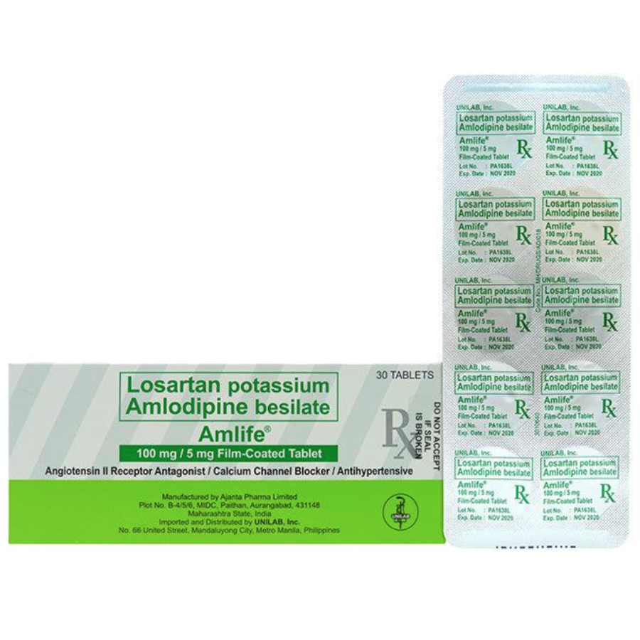 AMLIFE Losartan Potassium 100mg/ Amlodipine besilate 5mg Tablet