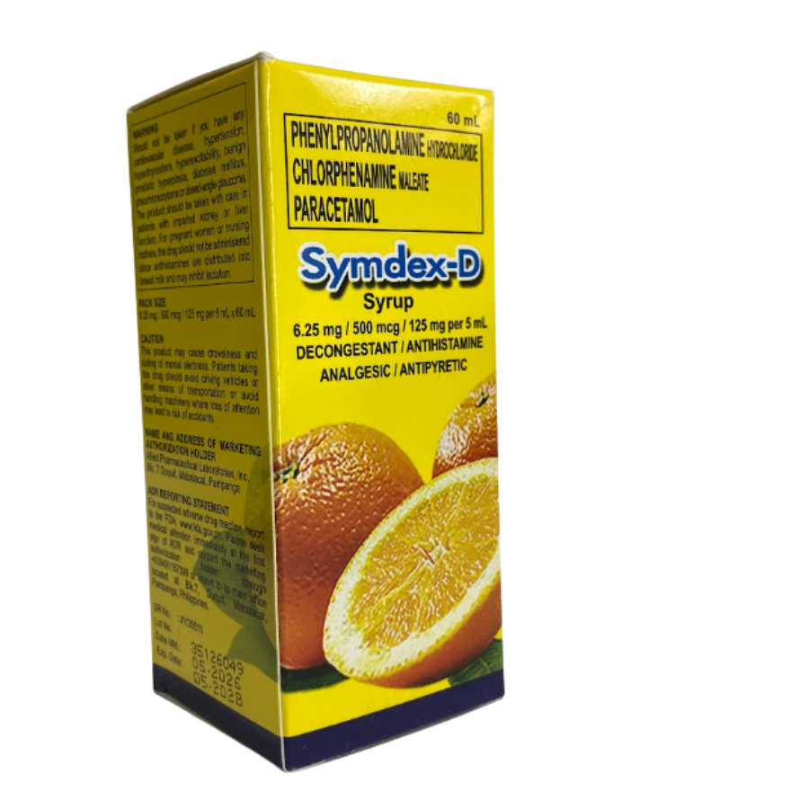 SYMDEX – D Paracetamol + Phenylephrine + Chlorphenamine Syrup 60mL